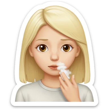 white blonde girl smells a bad odour  sticker