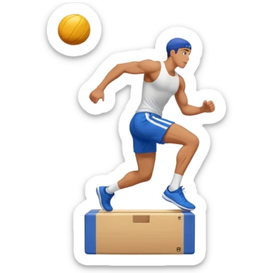 man in blue shorts box-jump exercise side-view sticker