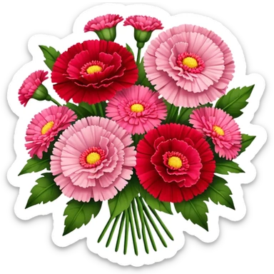 red Pink carnations and gerbers bouquet sticker