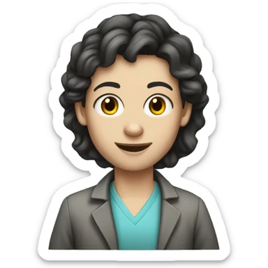 science teacher young dark hair pale skin sticker