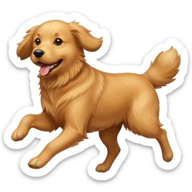 happy dog running after ball sticker