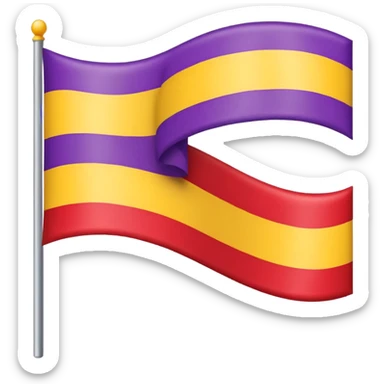 Bandera con tres franjas, la de arriba roja, la del medio amarilla y la de abajo morada sticker