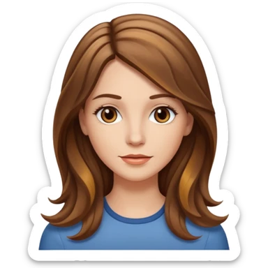 Mulher branca, cabelos longos liso com as pontas ondulado castanho com luzes  sticker