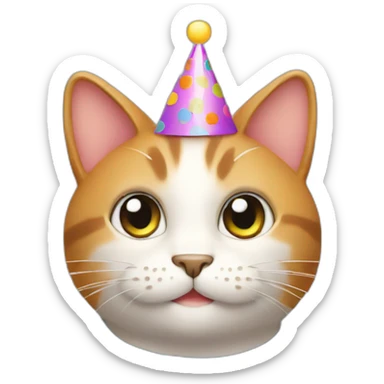cat with birthday hat sticker