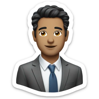 business man short straight black hair fluffy sticker