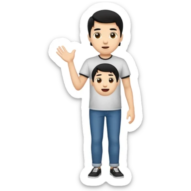 light skin black hair man surprised and happy full body sticker