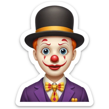 Clown in bowler hat & long tie sticker