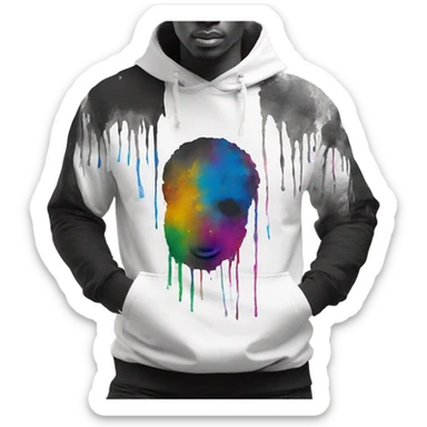 Hoodies tshirts black And white with stains of painting colors  sticker