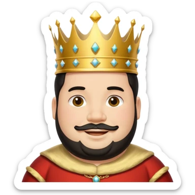 Bearded King, young fat king with short black beard, wearing crown
 sticker