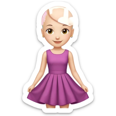 create pretty girl with bald head with pretty dress shot is waist close sticker