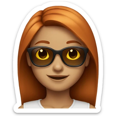 smiling girl with sunglasses auburn hair sticker