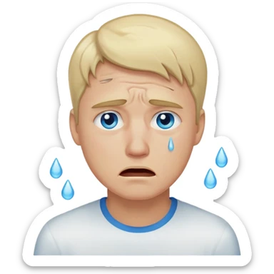 Blonde hair blue eye adult male crying sticker