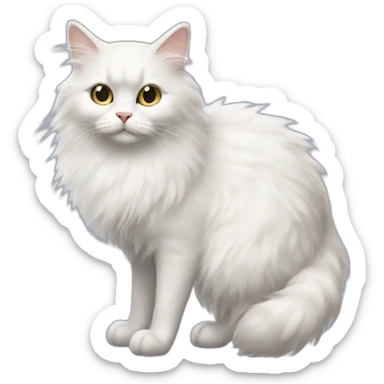 white fluffy cat with mermaid legs sticker