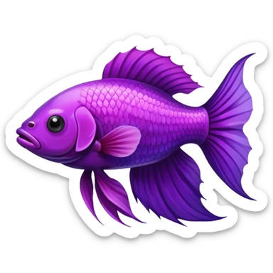 Purple beta fish sticker