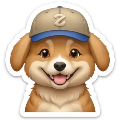 Pregnant dog wearing ballcap sticker