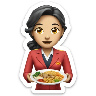 Flight attendant eating Chinese food headed to china sticker