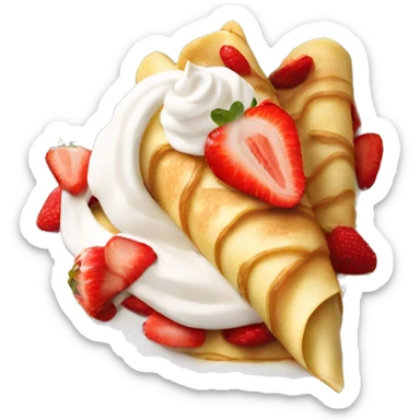 A crepe with strawberries and whip cream on top  sticker