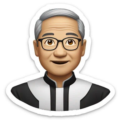 older hmong catholic priest with wrinkles with black hair, smiling and glasses, no beard or mustache sticker