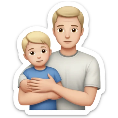White man with a child, caring pose sticker