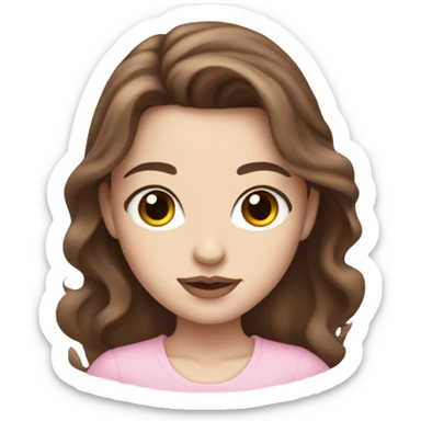 Pretty girl with brown hair, brown eyes, pale skin and pink lips  sticker
