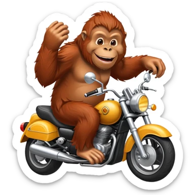 Orangutan on motorcycle  sticker