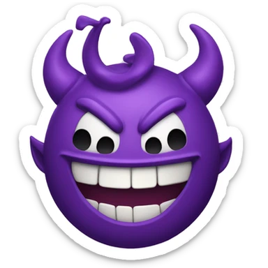 purple smiling devil emoji with a sticking out tong sticker