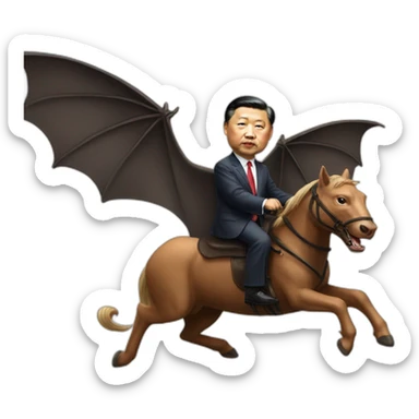 President Xi riding a animal bat with wings, flying to America sticker
