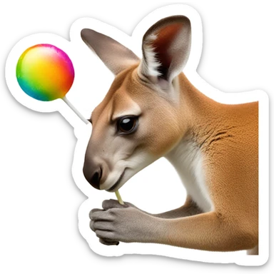 Kangaroo eating a lollipop sticker