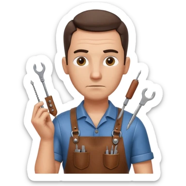 professional locksmith portrait, head and shoulders only, serious focused expression, leather apron collar, small lockpick tools visible, 3D cartoon, mobile game icon style, clean background, no text, no watermark
 sticker