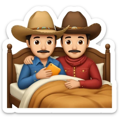Two Mexican cowboys cuddling in bed  sticker