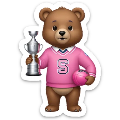 preppy bear holding pink stanley sticker
