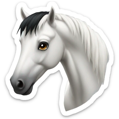 White horse with black hair sticker