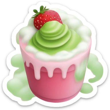 Starbucks matcha with pink strawberry cold foam sticker