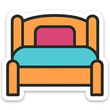 a bed, minimal and clean, flat icon style sticker