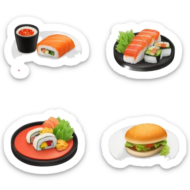 Plate with sushi and burguer  sticker