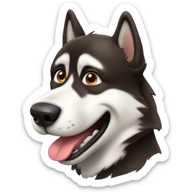 Dark brown husky dog with tounge out sticker