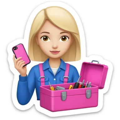 nig girly cellphone with a pink mini toolbox sticker