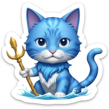 cat poseidon has sea powers sticker