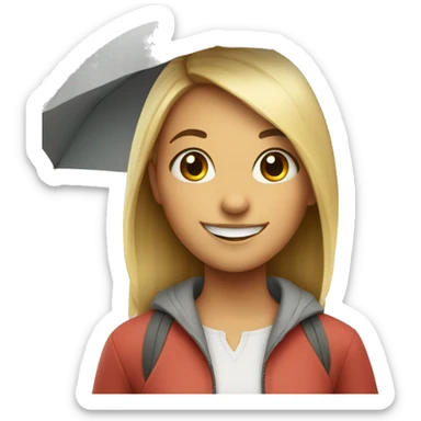 smiling girl with umbrella sticker