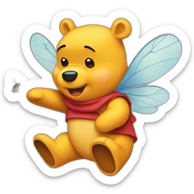 pooh with fly sticker