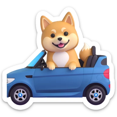 shiba inu sitting inside a BMW car sticker