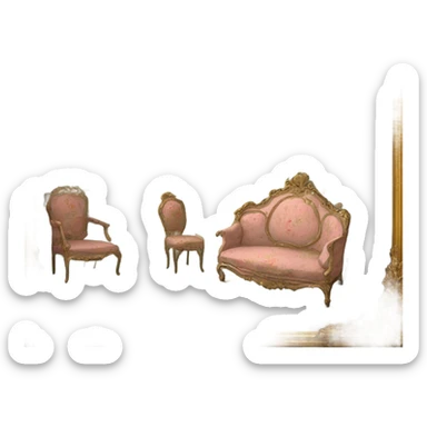 highly detailed vintage rococo scenic painting sticker