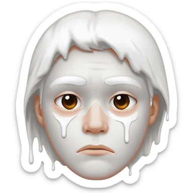 sad frowning face covered in white paint  sticker