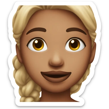 blushing girl with kiss on cheek sticker