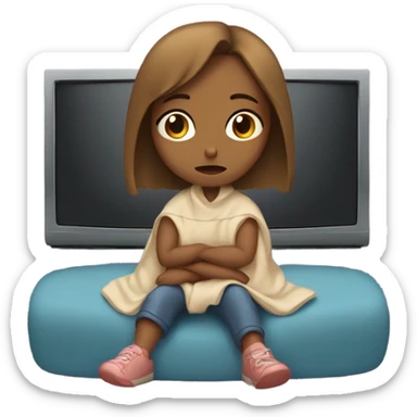 Girl watching Netflix sad sticker