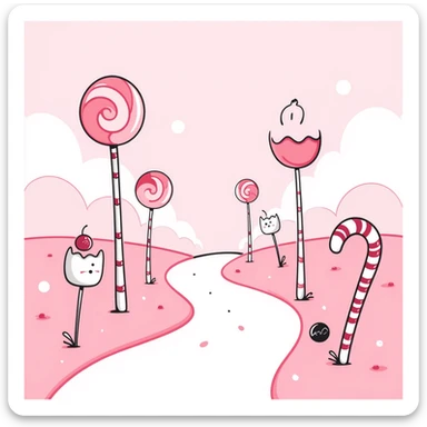 A4 vertical ratio, high resolution, pink candy color scheme, Japanese hand-drawn style, soft and dreamy, with candy elements like lollipops and marshmallows, soft pastel gradient background, no text, suitable for avatars or printing sticker
