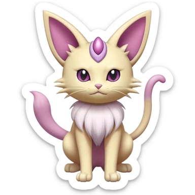 Meowth-Espeon-Skitty-Pokémon-Fakémon-hybrid-creature (full body) sticker