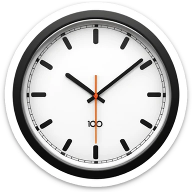 necesito un reloj, ilustrado minimalista, a blancoy negro, con linea delgada , como un icono, que marque las 10 am, sin logo de marca, un reloj de pared sticker