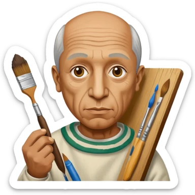 pablo picasso is painting on canvas sticker