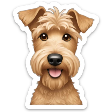 Small tan wire hair terrier with poodle hair on head sticker